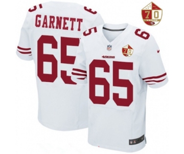 Men's San Francisco 49ers #65 Joshua Garnett White 70th Anniversary Patch Stitched NFL Nike Elite Jersey