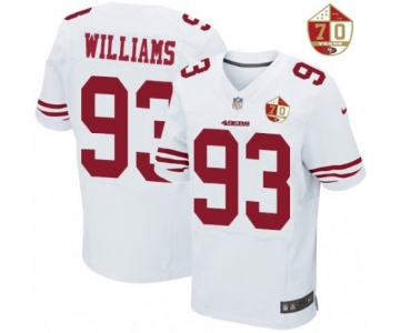 Men's San Francisco 49ers #93 Ian Williams White 70th Anniversary Patch Stitched NFL Nike Elite Jersey