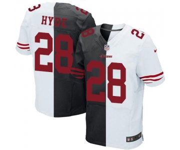 Nike 49ers #28 Carlos Hyde Black White Men's Stitched NFL Elite Split Jersey