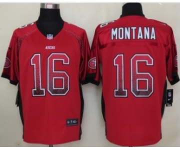 Nike San Francisco 49ers #16 Joe Montana Drift Fashion Red Elite Jersey