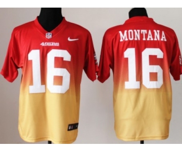 Nike San Francisco 49ers #16 Joe Montana Red/Gold Fadeaway Elite Jersey