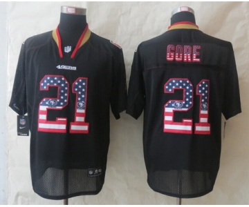 Nike San Francisco 49ers #21 Frank Gore 2014 USA Flag Fashion Black Elite Jersey