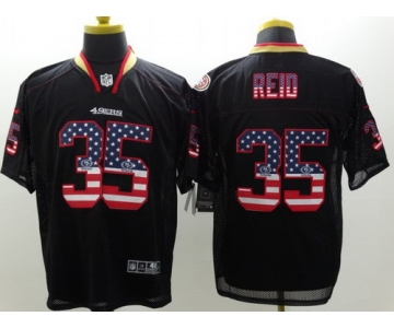Nike San Francisco 49ers #35 Eric Reid 2014 USA Flag Fashion Black Elite Jersey