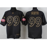 Nike San Francisco 49ers #99 Aldon Smith 2014 All Black/Gold Elite Jersey