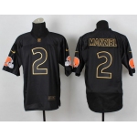 Nike Cleveland Browns #2 Johnny Manziel 2014 All Black/Gold Elite Jersey