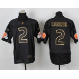 Nike Cleveland Browns #2 Johnny Manziel 2014 All Black/Gold Elite Jersey