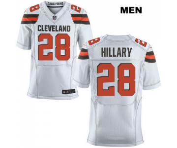 Nike Cleveland Browns #28 Darius Hillary White Stitched NFL Elite Jersey