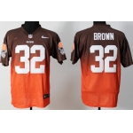 Nike Cleveland Browns #32 Jim Brown Brown/Orange Fadeaway Elite Jersey