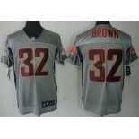 Nike Cleveland Browns #32 Jim Brown Gray Shadow Elite Jersey