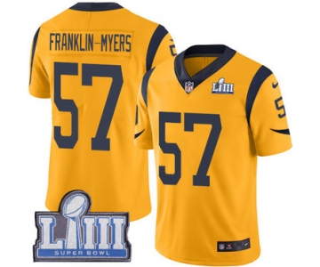 #57 Limited John Franklin-Myers Gold Nike NFL Men's Jersey Los Angeles Rams Rush Vapor Untouchable Super Bowl LIII Bound