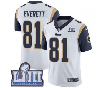 #81 Limited Gerald Everett White Nike NFL Road Men's Jersey Los Angeles Rams Vapor Untouchable Super Bowl LIII Bound