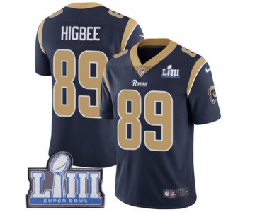 #89 Limited Tyler Higbee Navy Blue Nike NFL Home Men's Jersey Los Angeles Rams Vapor Untouchable Super Bowl LIII Bound