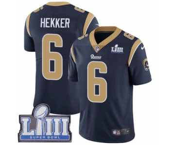 Men's Los Angeles Rams #6 Johnny Hekker Navy Blue Nike NFL Home Vapor Untouchable Super Bowl LIII Bound Limited Jersey