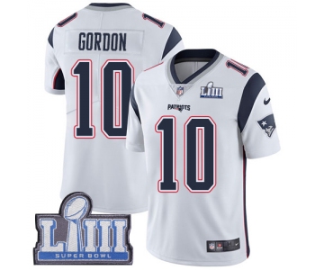 #10 Limited Josh Gordon White Nike NFL Road Men's Jersey New England Patriots Vapor Untouchable Super Bowl LIII Bound