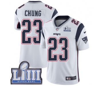 #23 Limited Patrick Chung White Nike NFL Road Men's Jersey New England Patriots Vapor Untouchable Super Bowl LIII Bound