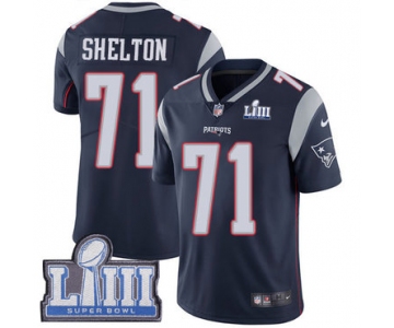 #71 Limited Danny Shelton Navy Blue Nike NFL Home Men's Jersey New England Patriots Vapor Untouchable Super Bowl LIII Bound