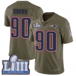 #90 Limited Malcom Brown Olive Nike NFL Men's Jersey New England Patriots 2017 Salute to Service Super Bowl LIII Bound