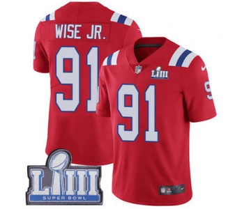 #91 Limited Deatrich Wise Jr Red Nike NFL Alternate Men's Jersey New England Patriots Vapor Untouchable Super Bowl LIII Bound