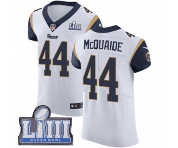 #44 Elite Jacob McQuaide White Nike NFL Road Men's Jersey Los Angeles Rams Vapor Untouchable Super Bowl LIII Bound