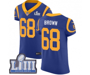 #68 Elite Jamon Brown Royal Blue Nike NFL Alternate Men's Jersey Los Angeles Rams Vapor Untouchable Super Bowl LIII Bound