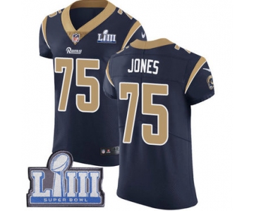 #75 Elite Deacon Jones Navy Blue Nike NFL Home Men's Jersey Los Angeles Rams Vapor Untouchable Super Bowl LIII Bound