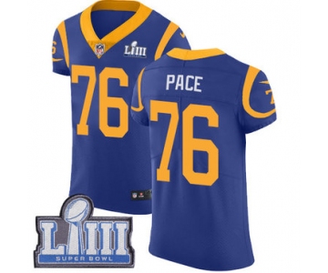 #76 Elite Orlando Pace Royal Blue Nike NFL Alternate Men's Jersey Los Angeles Rams Vapor Untouchable Super Bowl LIII Bound