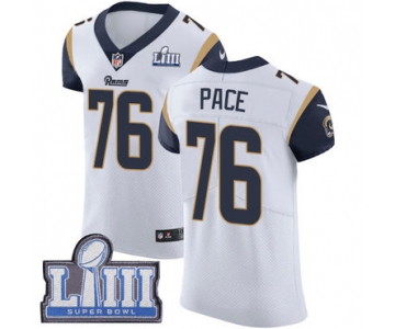 #76 Elite Orlando Pace White Nike NFL Road Men's Jersey Los Angeles Rams Vapor Untouchable Super Bowl LIII Bound