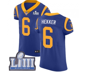 Men's Los Angeles Rams #6 Johnny Hekker Royal Blue Nike NFL Alternate Vapor Untouchable Super Bowl LIII Bound Elite Jersey