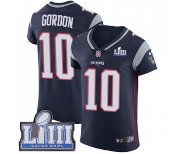 #10 Elite Josh Gordon Navy Blue Nike NFL Home Men's Jersey New England Patriots Vapor Untouchable Super Bowl LIII Bound