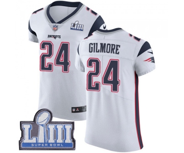#24 Elite Stephon Gilmore White Nike NFL Road Men's Jersey New England Patriots Vapor Untouchable Super Bowl LIII Bound