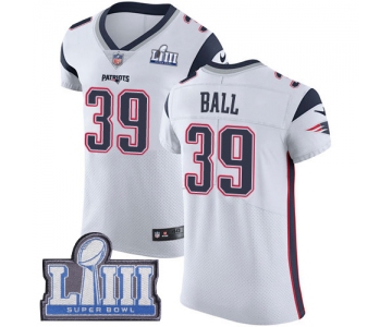 #39 Elite Montee Ball White Nike NFL Road Men's Jersey New England Patriots Vapor Untouchable Super Bowl LIII Bound