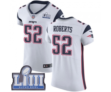 #52 Elite Elandon Roberts White Nike NFL Road Men's Jersey New England Patriots Vapor Untouchable Super Bowl LIII Bound