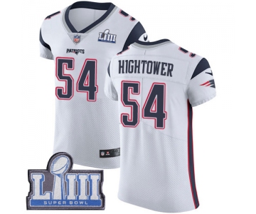 #54 Elite Dont'a Hightower White Nike NFL Road Men's Jersey New England Patriots Vapor Untouchable Super Bowl LIII Bound
