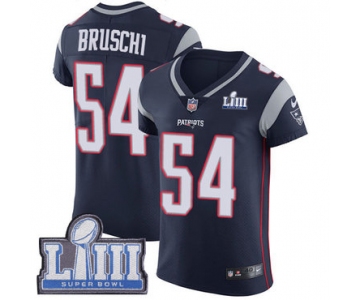 #54 Elite Tedy Bruschi Navy Blue Nike NFL Home Men's Jersey New England Patriots Vapor Untouchable Super Bowl LIII Bound
