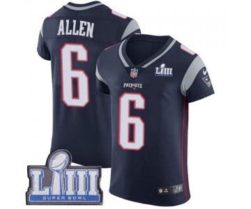 #6 Elite Ryan Allen Navy Blue Nike NFL Home Men's Jersey New England Patriots Vapor Untouchable Super Bowl LIII Bound