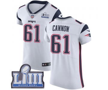 #61 Elite Marcus Cannon White Nike NFL Road Men's Jersey New England Patriots Vapor Untouchable Super Bowl LIII Bound