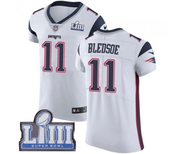 Men's New England Patriots #11 Drew Bledsoe White Nike NFL Road Vapor Untouchable Super Bowl LIII Bound Elite Jersey