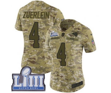 #4 Limited Greg Zuerlein Camo Nike NFL Women's Jersey Los Angeles Rams 2018 Salute to Service Super Bowl LIII Bound