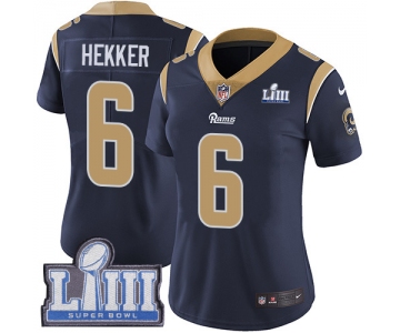 #6 Limited Johnny Hekker Navy Blue Nike NFL Home Women's Jersey Los Angeles Rams Vapor Untouchable Super Bowl LIII Bound