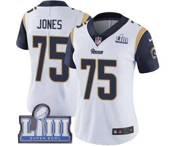 #75 Limited Deacon Jones White Nike NFL Road Women's Jersey Los Angeles Rams Vapor Untouchable Super Bowl LIII Bound