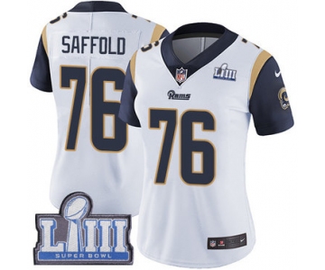 #76 Limited Rodger Saffold White Nike NFL Road Women's Jersey Los Angeles Rams Vapor Untouchable Super Bowl LIII Bound
