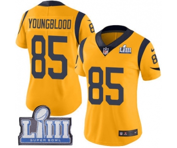 #85 Limited Jack Youngblood Gold Nike NFL Women's Jersey Los Angeles Rams Rush Vapor Untouchable Super Bowl LIII Bound