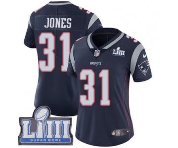 #31 Limited Jonathan Jones Navy Blue Nike NFL Home Women's Jersey New England Patriots Vapor Untouchable Super Bowl LIII Bound
