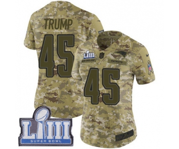 #45 Limited Donald Trump Camo Nike NFL Women's Jersey New England Patriots 2018 Salute to Service Super Bowl LIII Bound