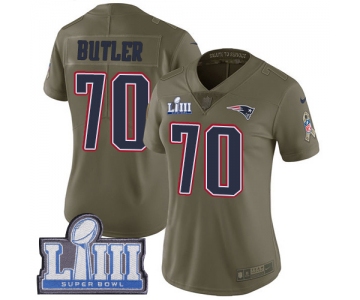 #70 Limited Adam Butler Olive Nike NFL Women's Jersey New England Patriots 2017 Salute to Service Super Bowl LIII Bound