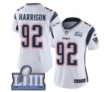 #92 Limited James Harrison White Nike NFL Road Women's Jersey New England Patriots Vapor Untouchable Super Bowl LIII Bound