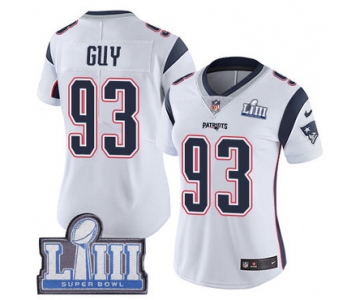 #93 Limited Lawrence Guy White Nike NFL Road Women's Jersey New England Patriots Vapor Untouchable Super Bowl LIII Bound