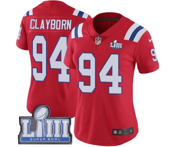 #94 Limited Adrian Clayborn Red Nike NFL Alternate Women's Jersey New England Patriots Vapor Untouchable Super Bowl LIII Bound