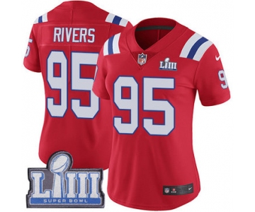 #95 Limited Derek Rivers Red Nike NFL Alternate Women's Jersey New England Patriots Vapor Untouchable Super Bowl LIII Bound