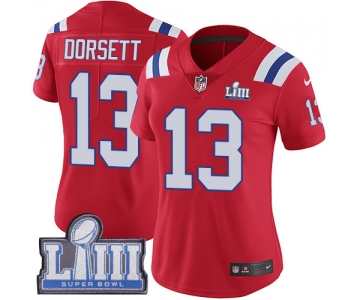 Women's New England Patriots #13 Phillip Dorsett Red Nike NFL Alternate Vapor Untouchable Super Bowl LIII Bound Limited Jersey